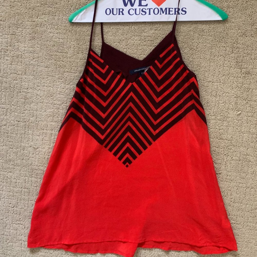 French Connection | Spaghetti Strap Silk Top | Pink and Red
